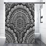 White And Black Mandala Print Premium Shower Curtain