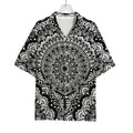 White And Black Mandala Print Rayon Hawaiian Shirt
