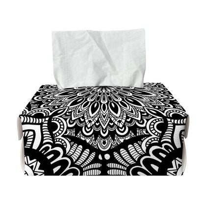 White And Black Mandala Print Rectangle Tissue Box Cover