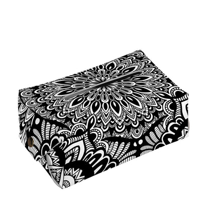 White And Black Mandala Print Rectangle Tissue Box Cover