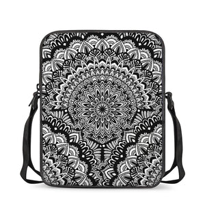 White And Black Mandala Print Rectangular Crossbody Bag