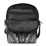 White And Black Mandala Print Rectangular Crossbody Bag