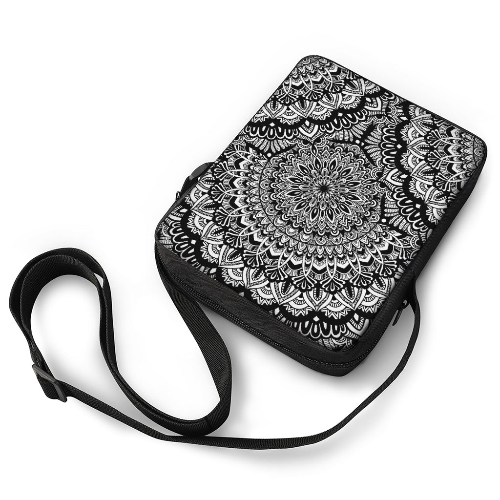 White And Black Mandala Print Rectangular Crossbody Bag