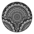 White And Black Mandala Print Round Floor Mat