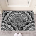 White And Black Mandala Print Rubber Doormat