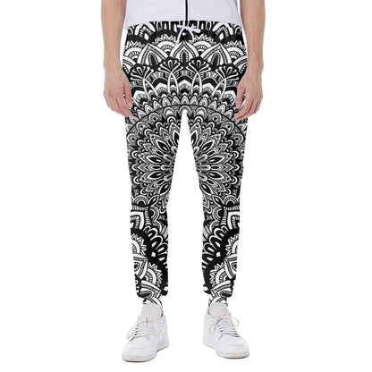 White And Black Mandala Print Scuba Joggers