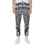 White And Black Mandala Print Scuba Joggers