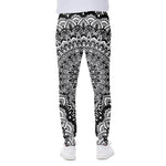 White And Black Mandala Print Scuba Joggers