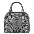 White And Black Mandala Print Shoulder Handbag