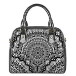 White And Black Mandala Print Shoulder Handbag