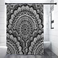 White And Black Mandala Print Shower Curtain