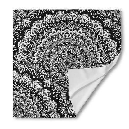 White And Black Mandala Print Silk Bandana