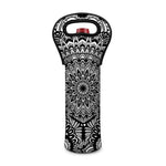 White And Black Mandala Print Single Neoprene Wine Tote