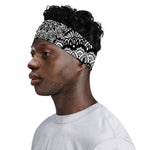 White And Black Mandala Print Sports Headband