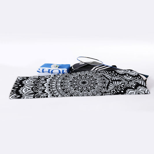 White And Black Mandala Print Sports Towel