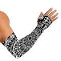 White And Black Mandala Print Sun Protection Arm Sleeves