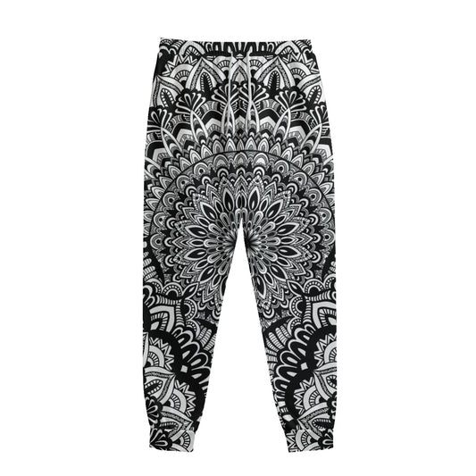 White And Black Mandala Print Sweatpants