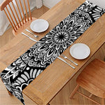 White And Black Mandala Print Table Runner
