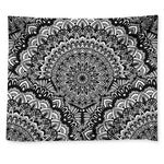 White And Black Mandala Print Tapestry