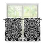 White And Black Mandala Print Tier Curtains