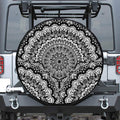 White And Black Mandala Print Tire Cover