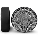 White And Black Mandala Print Tire Cover