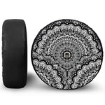 White And Black Mandala Print Tire Cover With Camera Hole