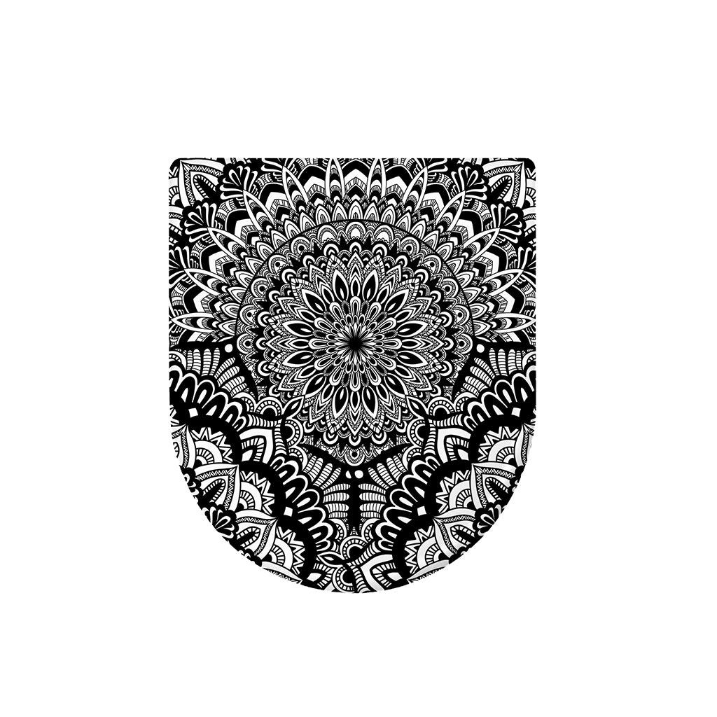White And Black Mandala Print Toilet Lid Cover