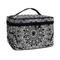 White And Black Mandala Print Travel Makeup Bag