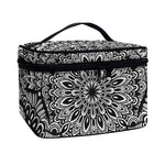White And Black Mandala Print Travel Makeup Bag