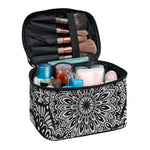 White And Black Mandala Print Travel Makeup Bag