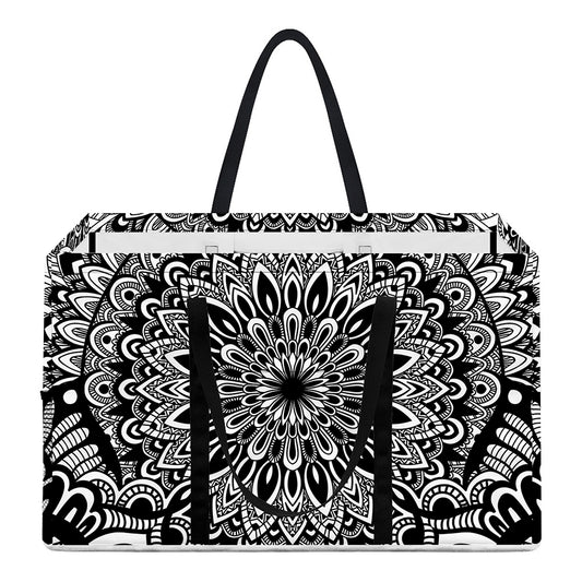 White And Black Mandala Print Utility Tote Bag