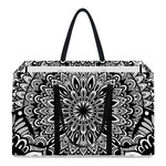 White And Black Mandala Print Utility Tote Bag