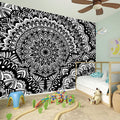 White And Black Mandala Print Wall Sticker