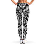 White And Black Mandala Print Women's Leggings