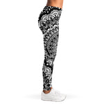 White And Black Mandala Print Women's Leggings