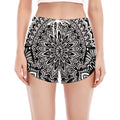 White And Black Mandala Print Women's Split Running Shorts