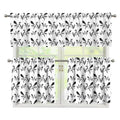White And Black Mantis Pattern Print 3 Piece Kitchen Curtains