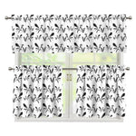 White And Black Mantis Pattern Print 3 Piece Kitchen Curtains