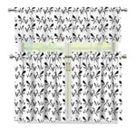 White And Black Mantis Pattern Print 3 Piece Kitchen Curtains