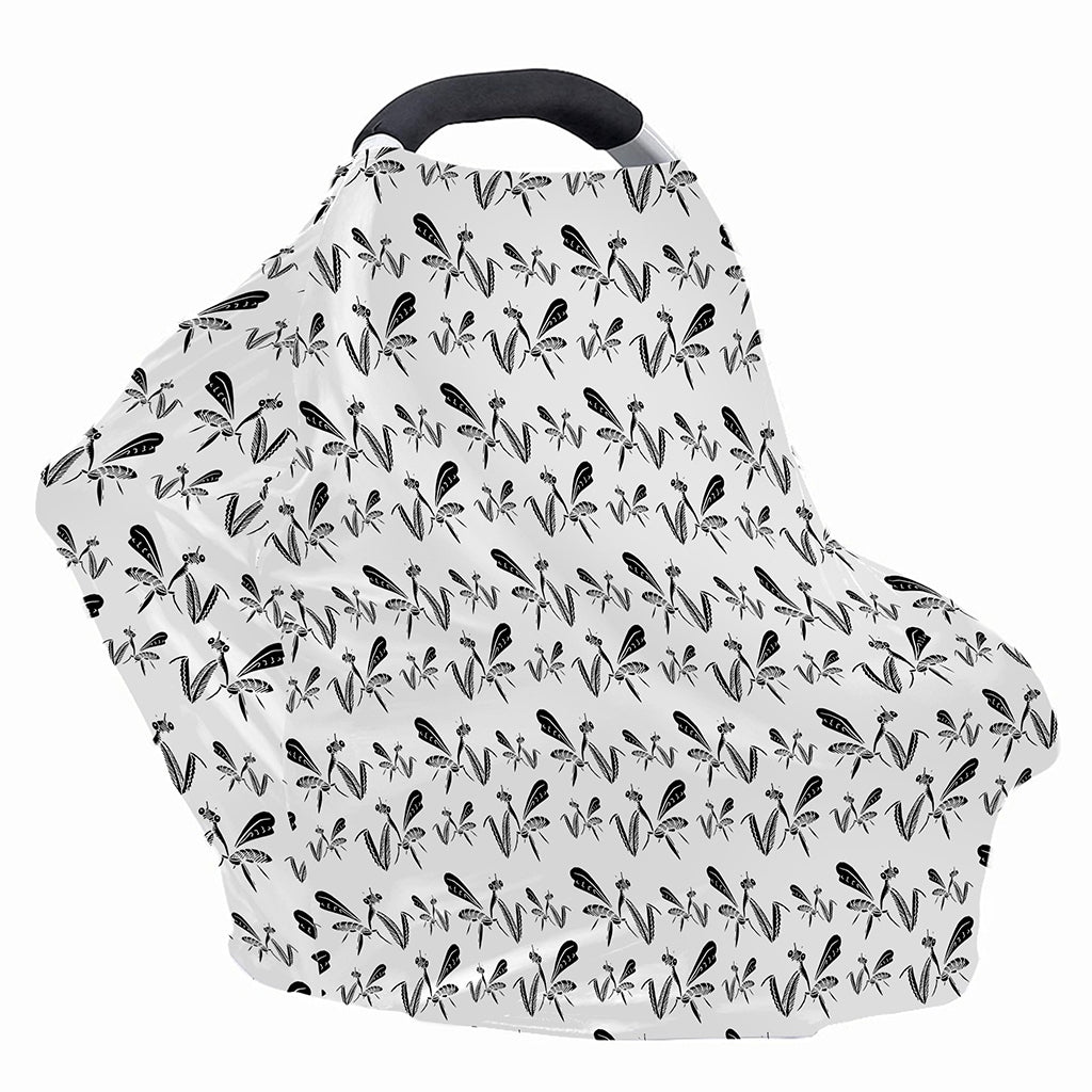 White And Black Mantis Pattern Print Baby Seat Cover