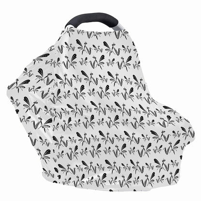 White And Black Mantis Pattern Print Baby Seat Cover