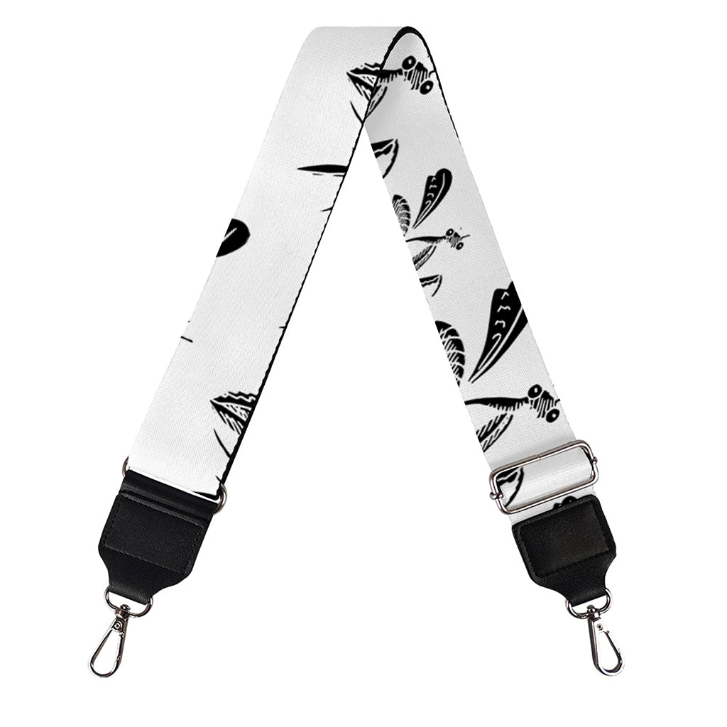 White And Black Mantis Pattern Print Bag Strap