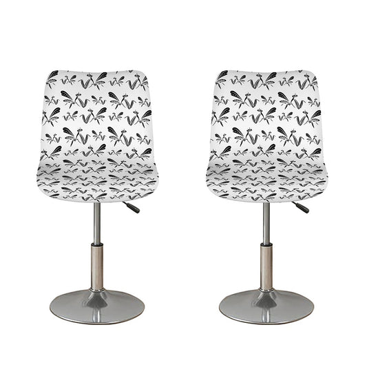 White And Black Mantis Pattern Print Bar Stool Covers
