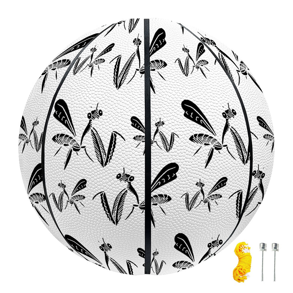 White And Black Mantis Pattern Print Basketball