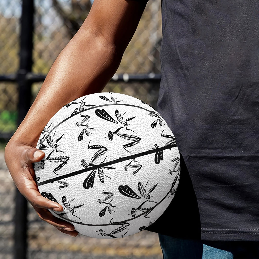 White And Black Mantis Pattern Print Basketball