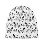 White And Black Mantis Pattern Print Beanie