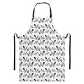 White And Black Mantis Pattern Print Bib Apron With Pocket
