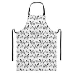 White And Black Mantis Pattern Print Bib Apron With Pocket