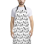 White And Black Mantis Pattern Print Bib Apron With Pocket